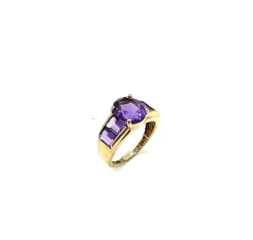 10k yellow Gold Square & Oval Purple Gemstones