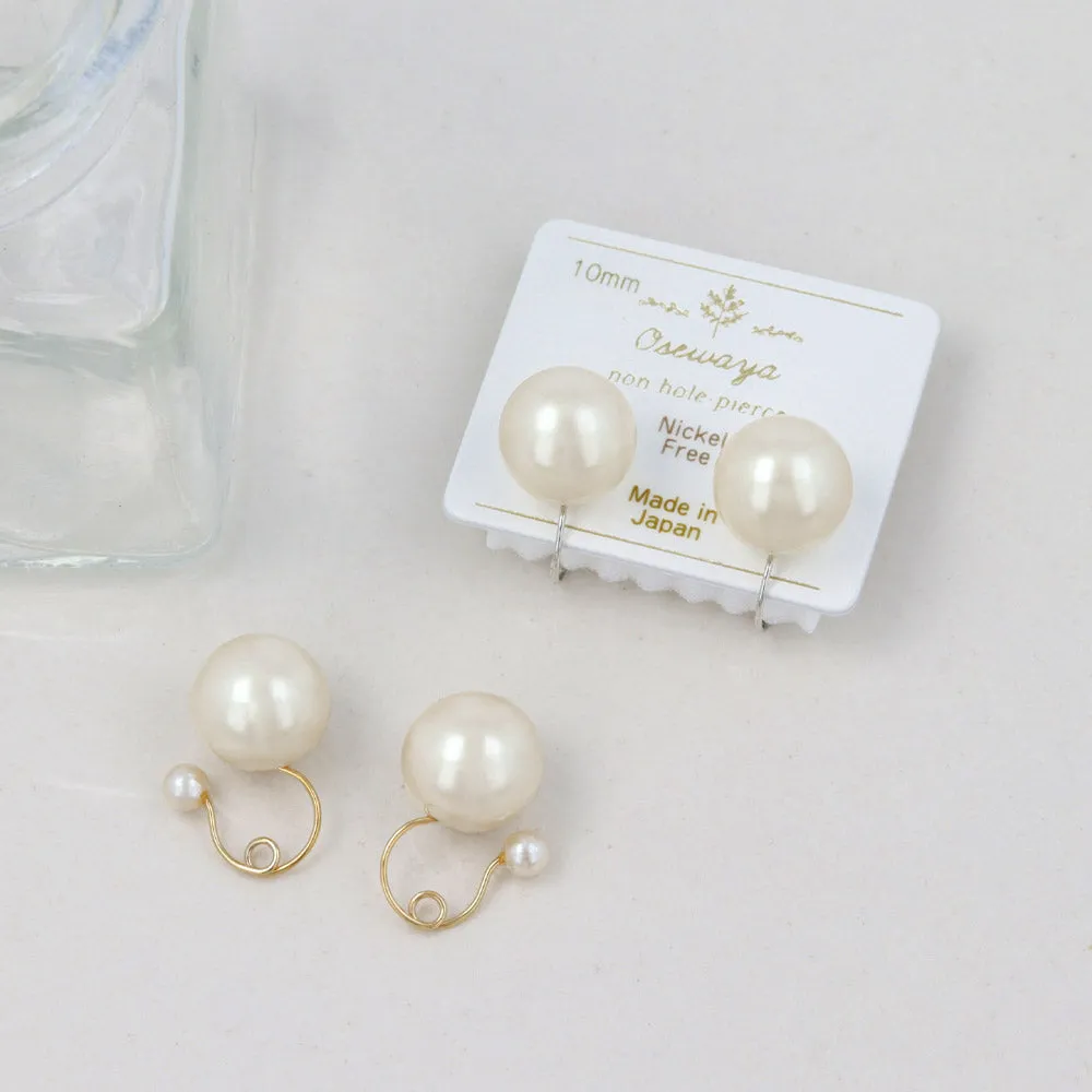 10mm Faux Pearl Invisible Clip On Earrings