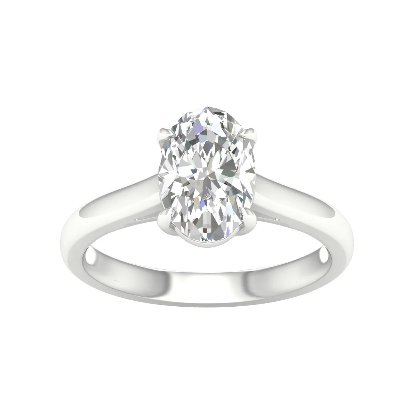 14K White Gold Lab Grown Oval Diamond Engagement Ring