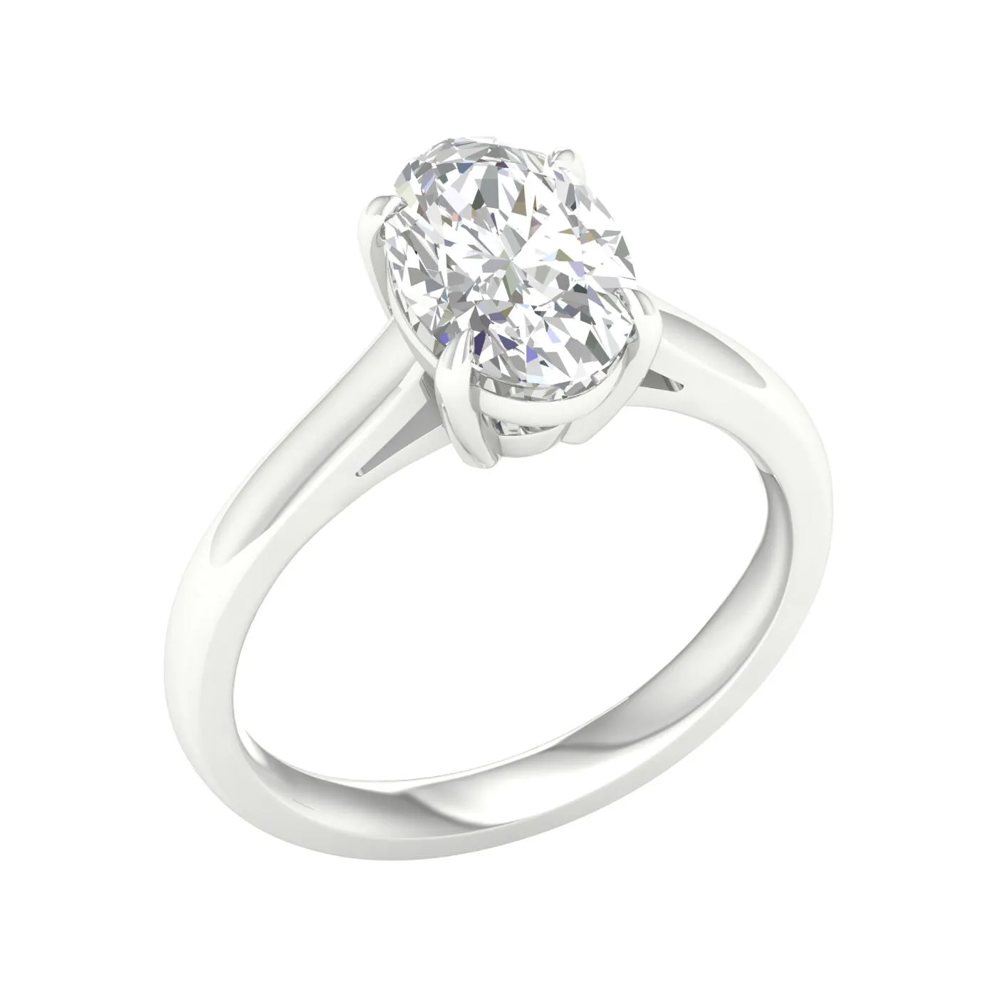 14K White Gold Lab Grown Oval Diamond Engagement Ring