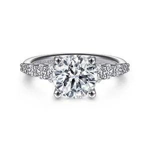 14K White Gold Round Diamond Engagement Ring-Reed