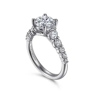 14K White Gold Round Diamond Engagement Ring-Reed