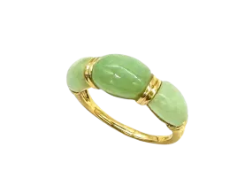 14k Yellow Gold Ring with Oval Jade Stones