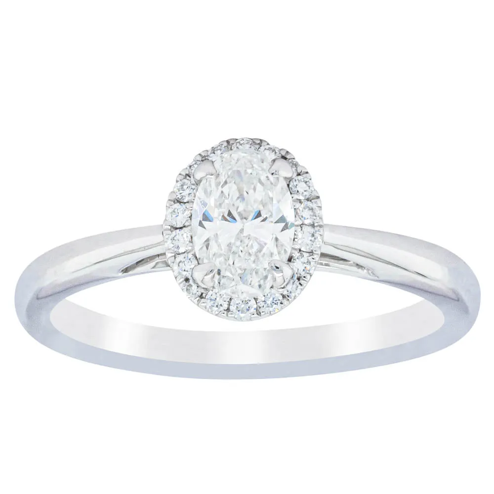 18ct White Gold .50ct Oval Cut Diamond Nina Ring