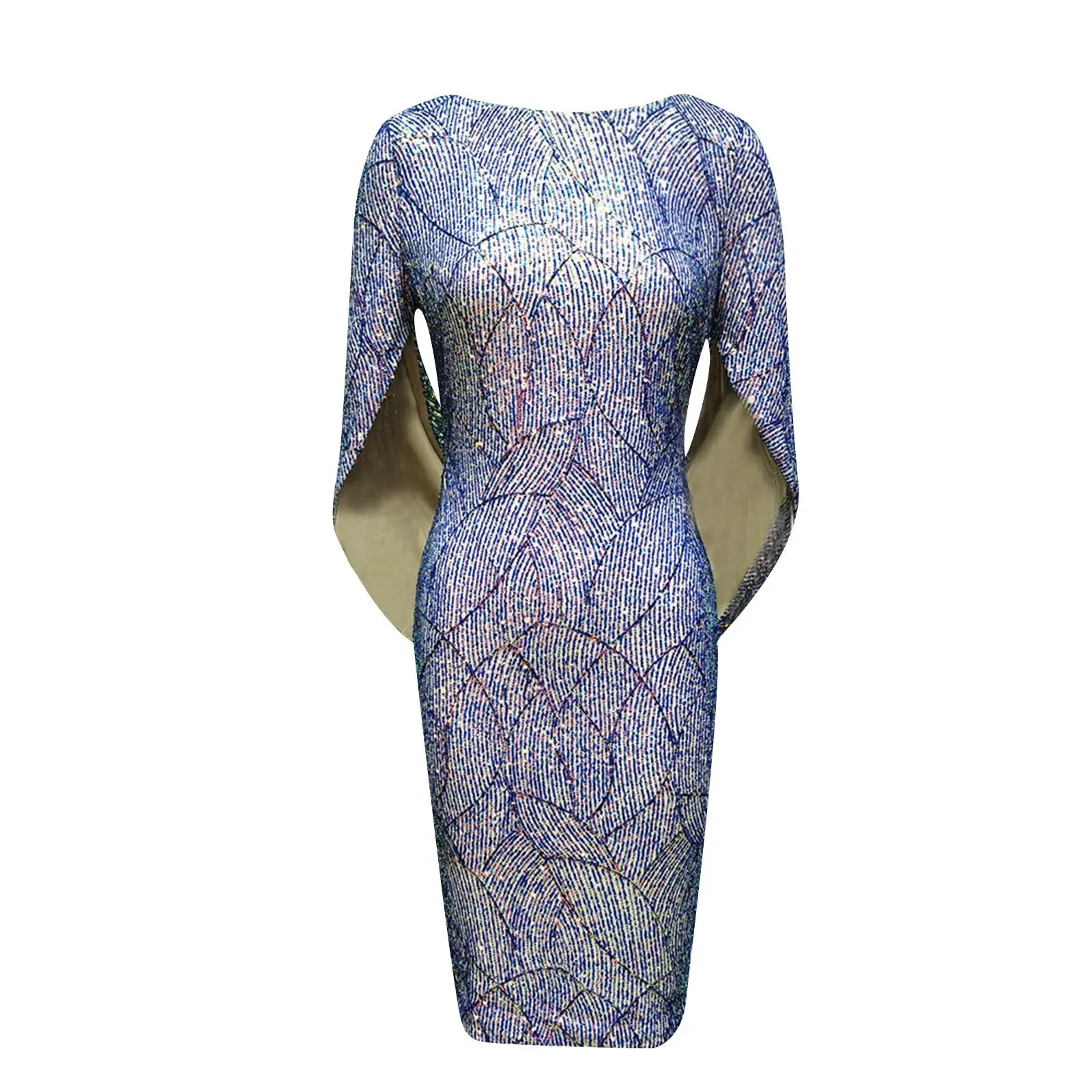 2024 Glittering Sequin Formal Wedding Guest Bodycon Midi Dress