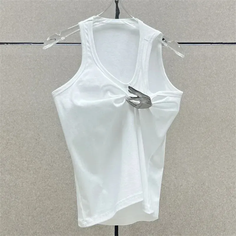 2024 Korean Fashion Pleated Sleeveless Women's Tank Top