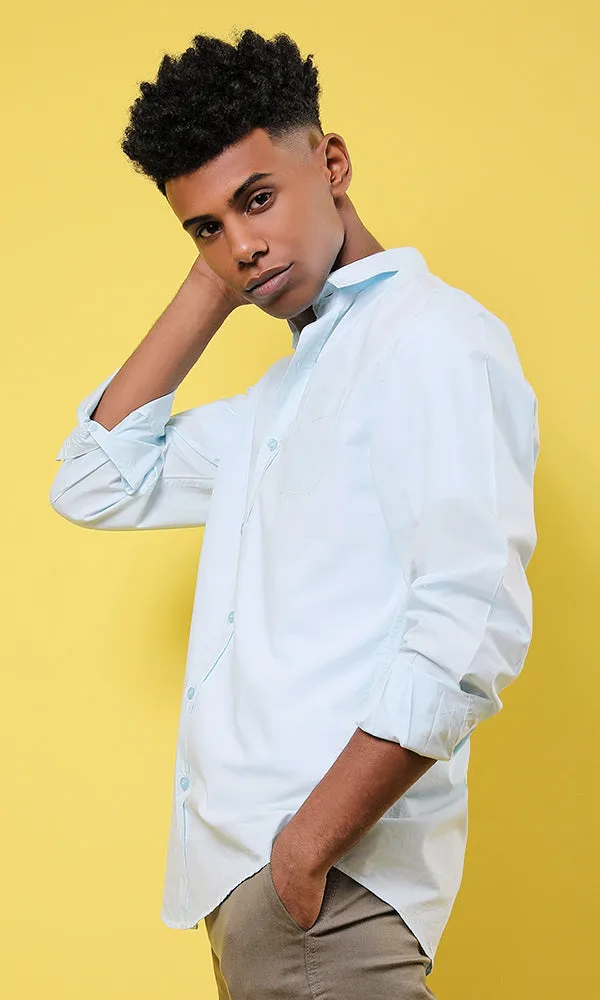 35250 Basic Light Blue Long Sleeves Shirt