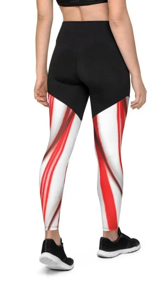 3D Candy Cane Compression Leggings