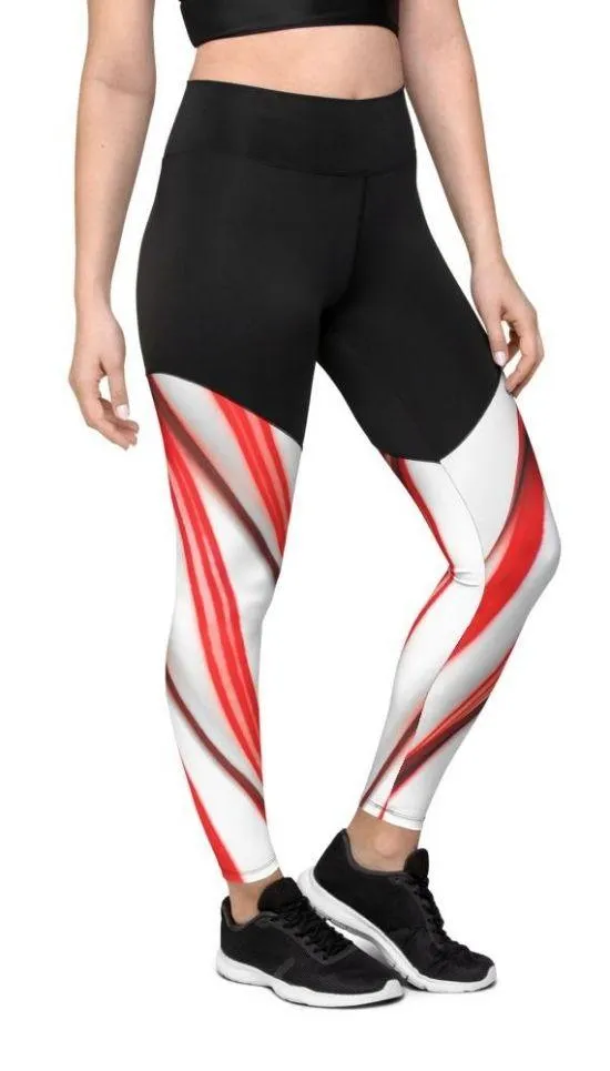 3D Candy Cane Compression Leggings