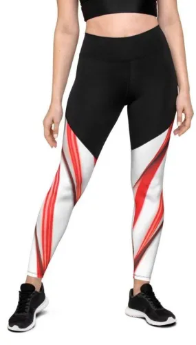 3D Candy Cane Compression Leggings