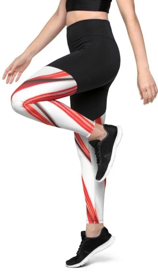 3D Candy Cane Compression Leggings