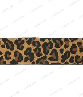 5cm (2inch) Black with Brown Leopard Print Soft Woven Elastic