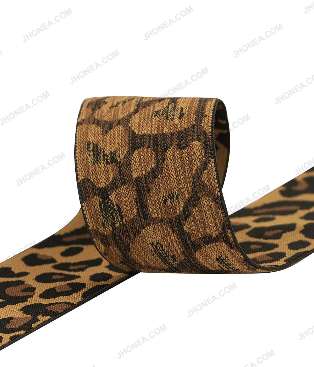 5cm (2inch) Black with Brown Leopard Print Soft Woven Elastic