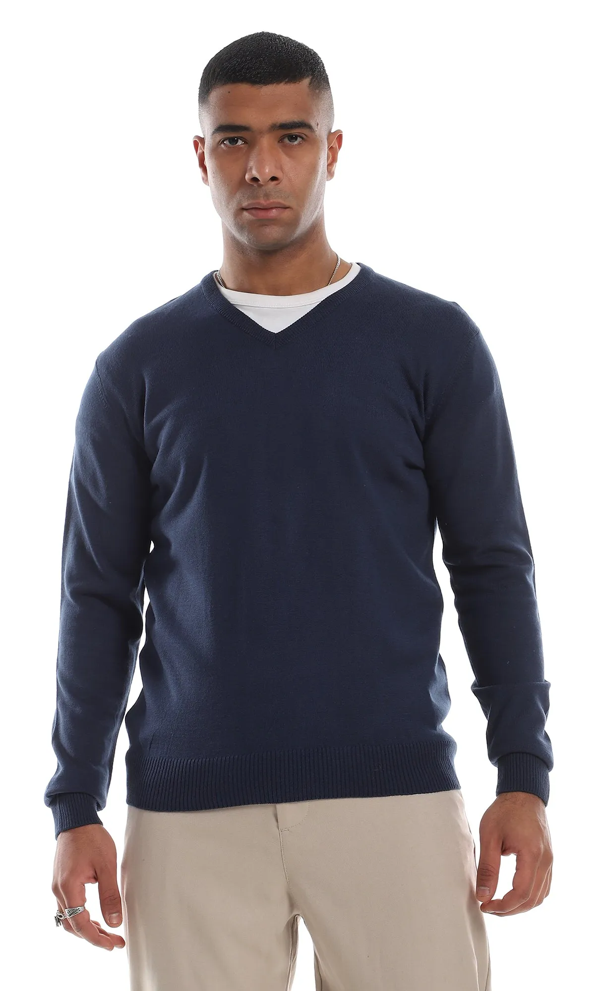 94416 Basic V-Neck Slip On Navy Blue Slip On Pullover