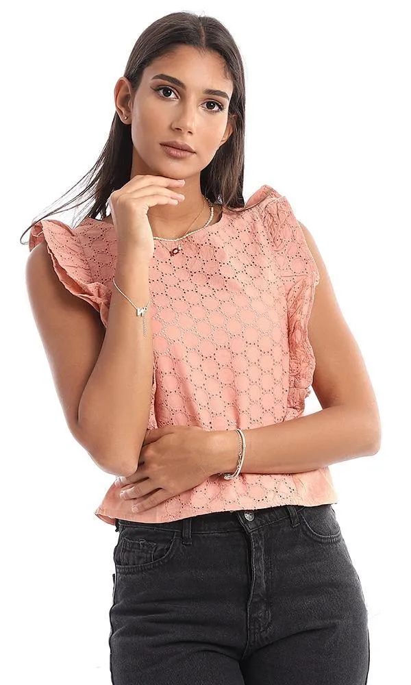 94842 Ruffled & Stitched Details Copper Top