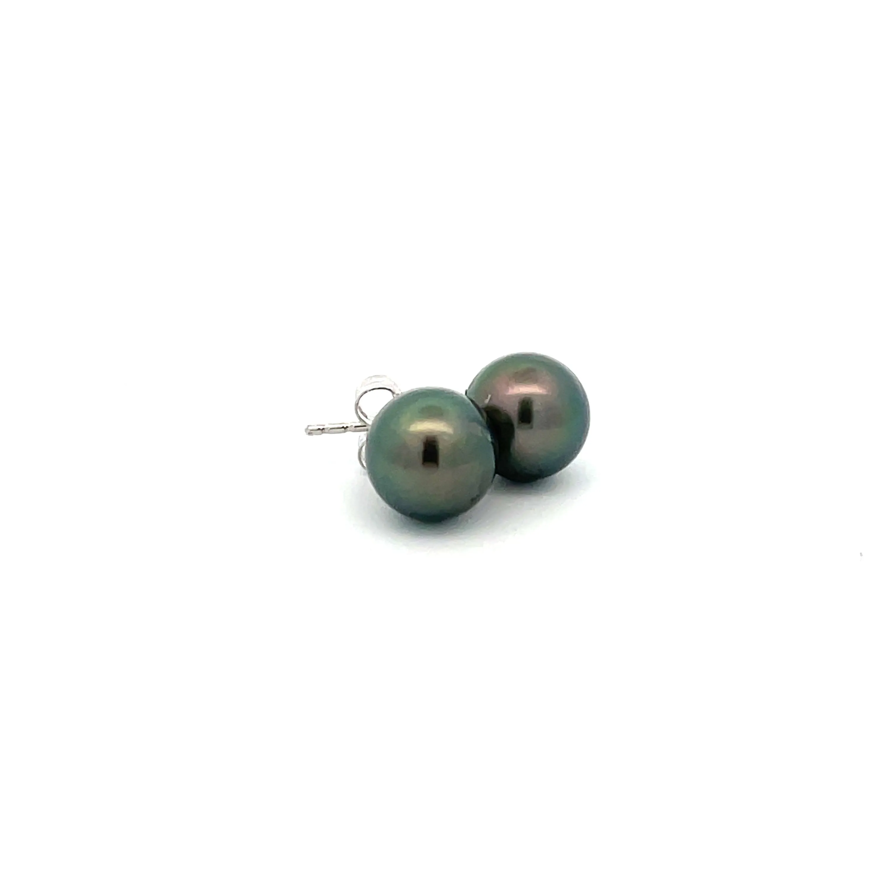 9K White Gold Tahitian Cultured 8-9 mm Pearl Stud Earrings