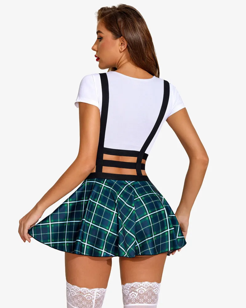 A-Line Pleated Short Braces Skirt