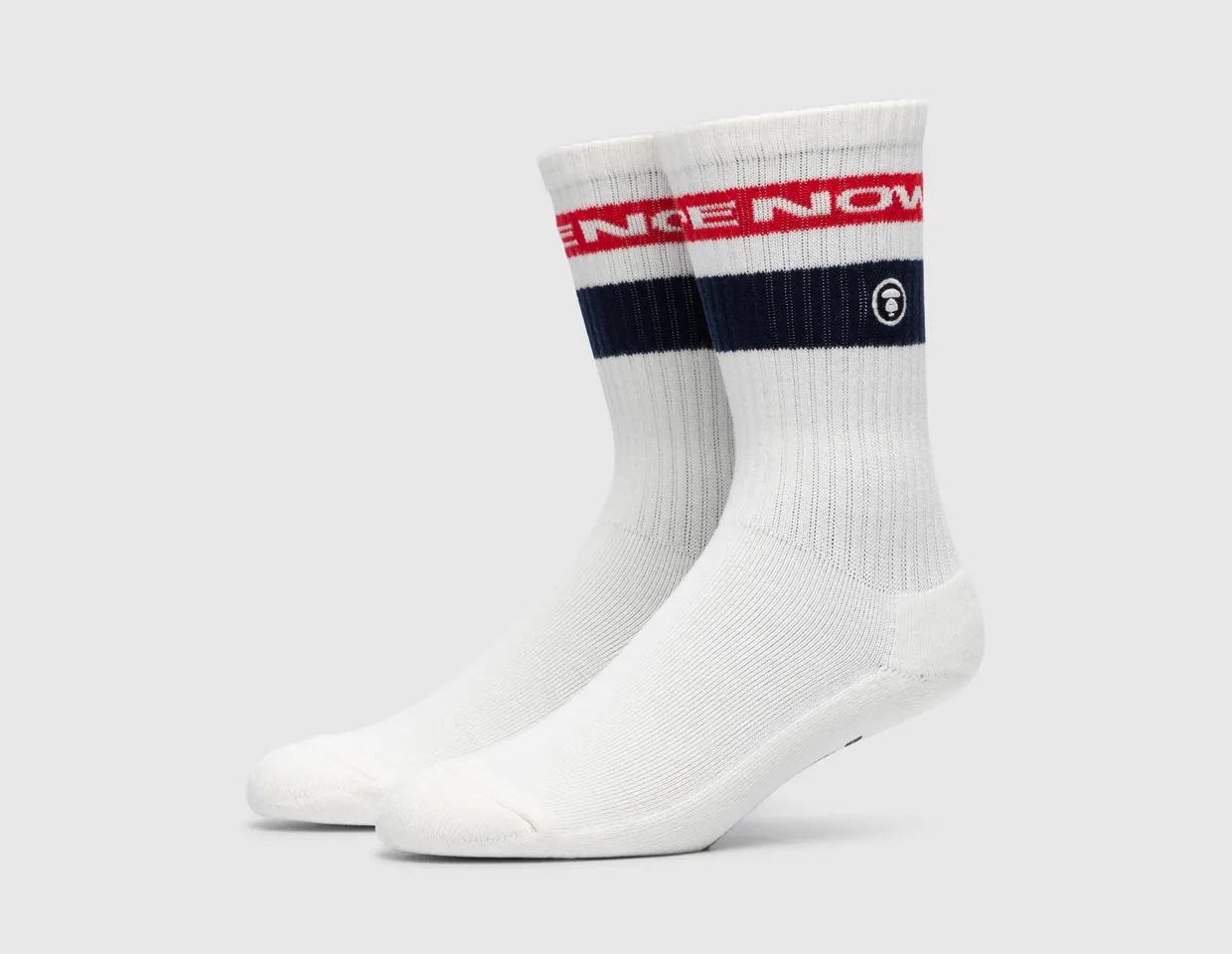 AAPE Stripe Long Rib Socks White / Red