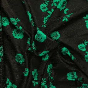 Abraham Vintage Floral Printed Paisley Silk Jacquard - Black/Green