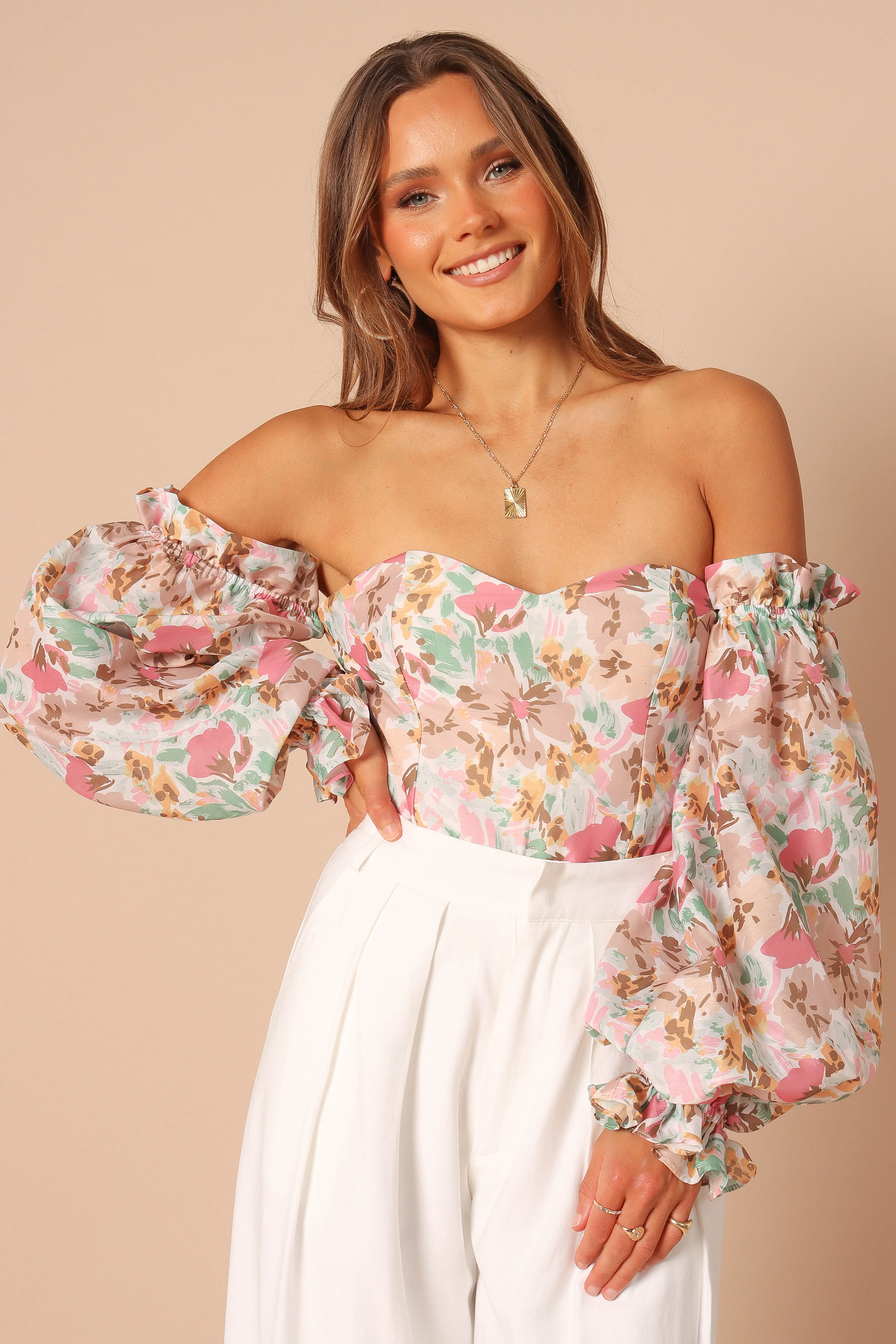 Acantha Bodysuit - Beige Floral