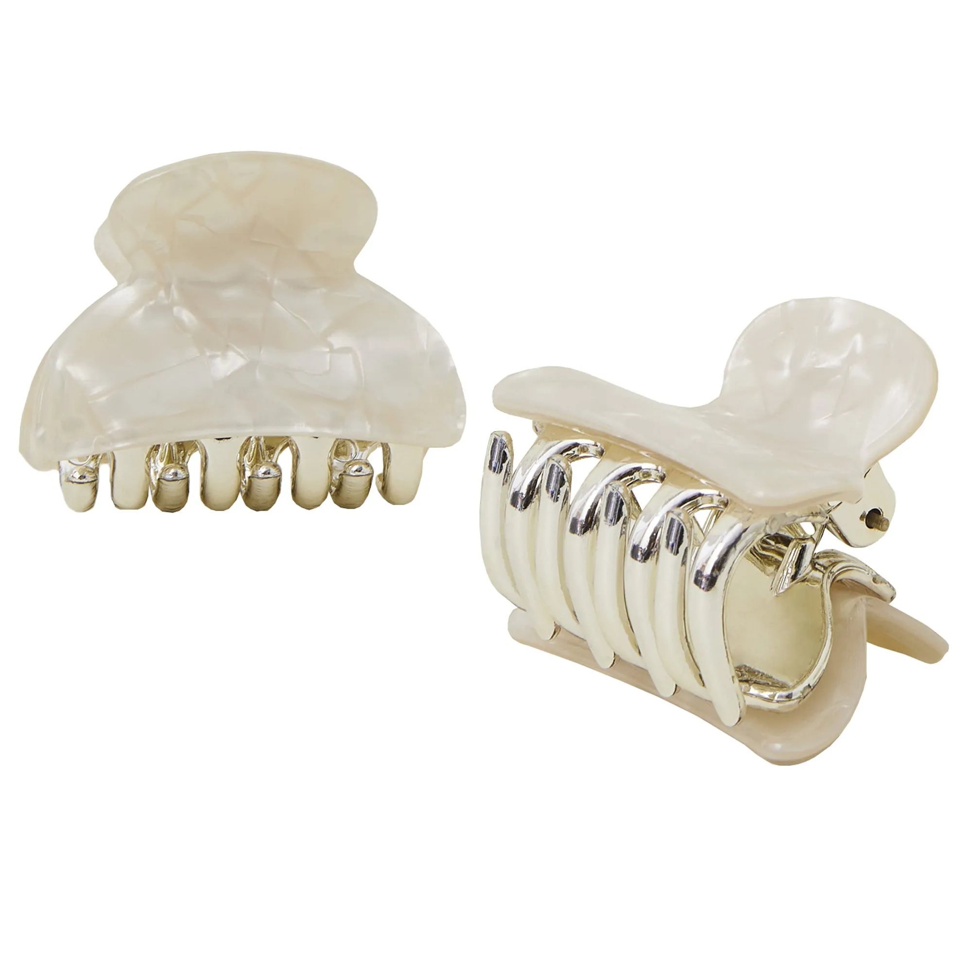 Accessorize London  Ivory Two-Pack Mini Pearly Resin Claw Clips