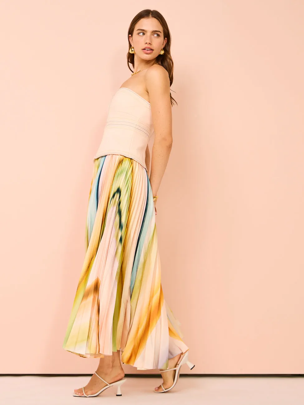 Acler Avonlea Midi Dress in Watercolour Stripe