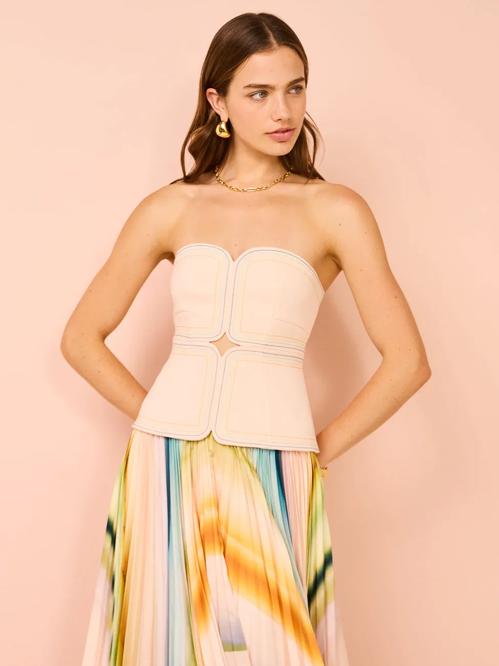 Acler Avonlea Midi Dress in Watercolour Stripe