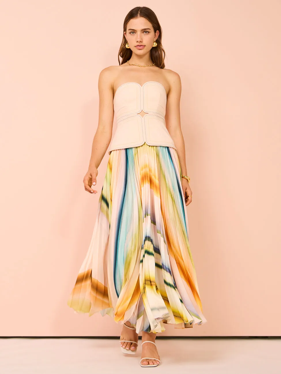 Acler Avonlea Midi Dress in Watercolour Stripe