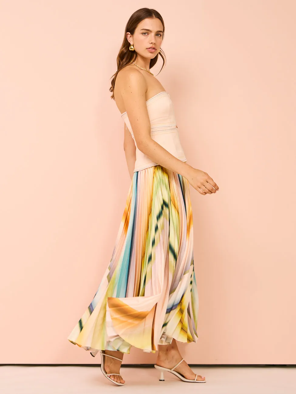 Acler Avonlea Midi Dress in Watercolour Stripe