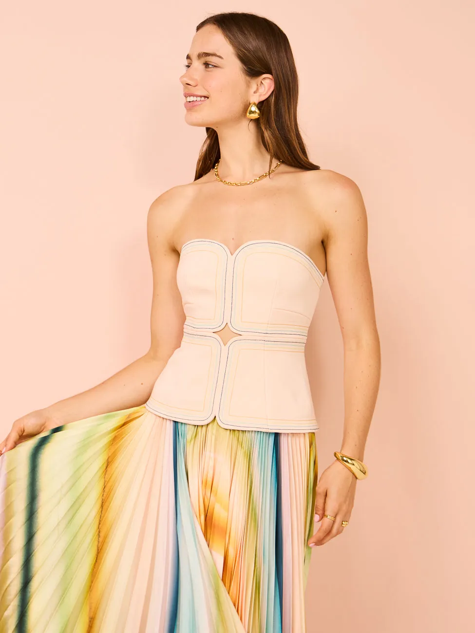 Acler Avonlea Midi Dress in Watercolour Stripe