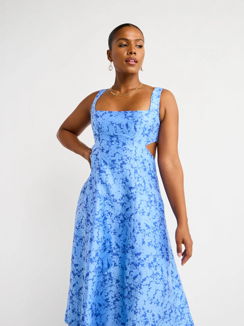 Acler Pennant Dress in Blue Iris Print