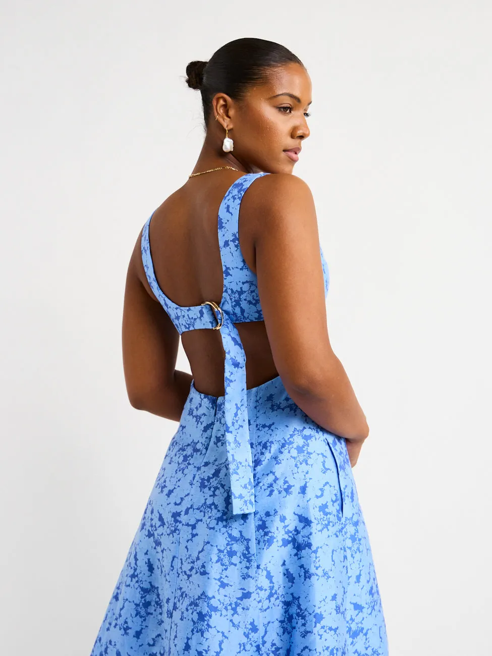 Acler Pennant Dress in Blue Iris Print