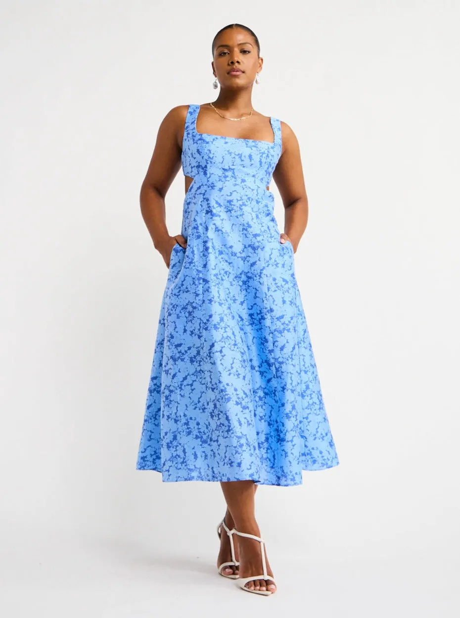 Acler Pennant Dress in Blue Iris Print