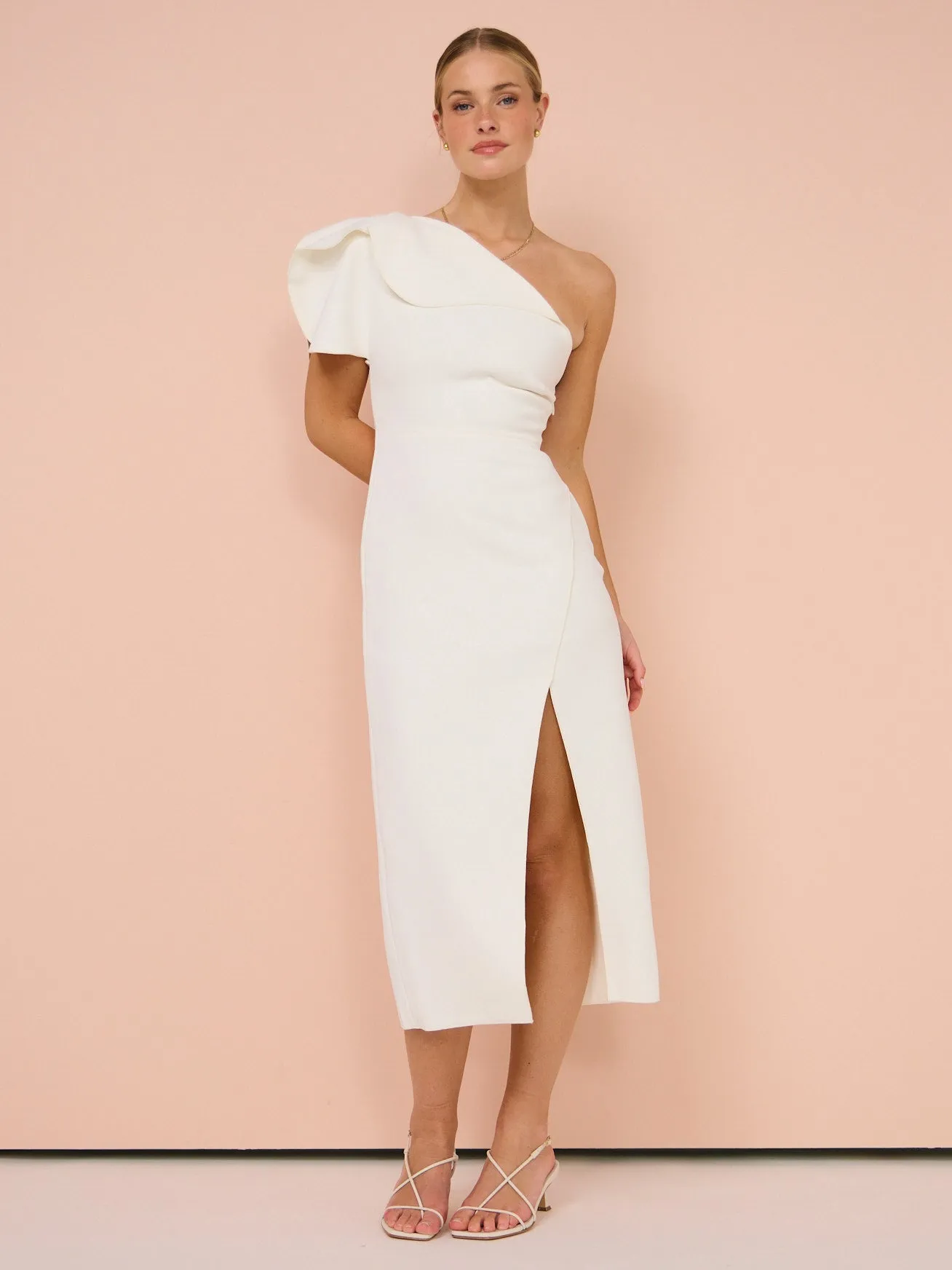 Acler Rogeron Midi Dress in Ivory