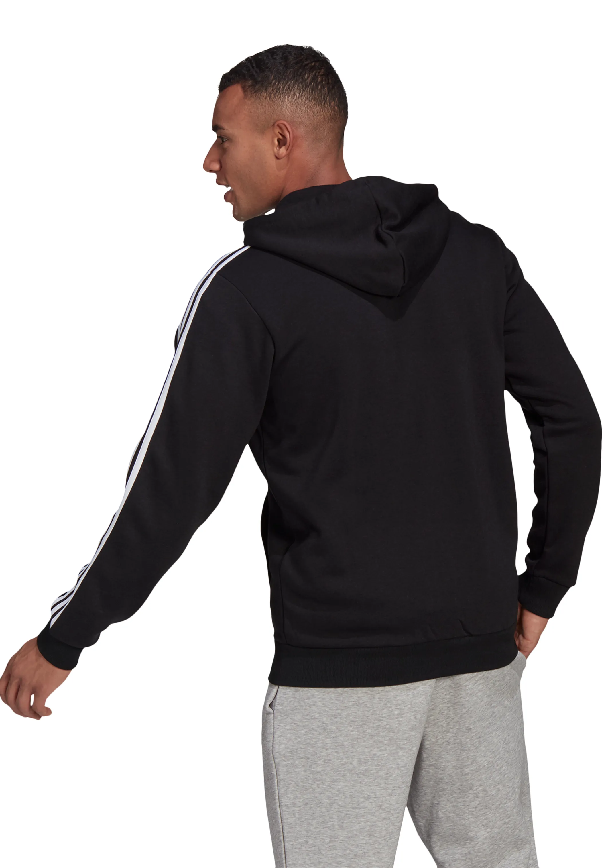 Adidas Mens Essentials Fleece 3 Stripes Full Zip Hoodie <br> GK9051