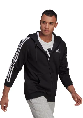 Adidas Mens Essentials Fleece 3 Stripes Full Zip Hoodie <br> GK9051