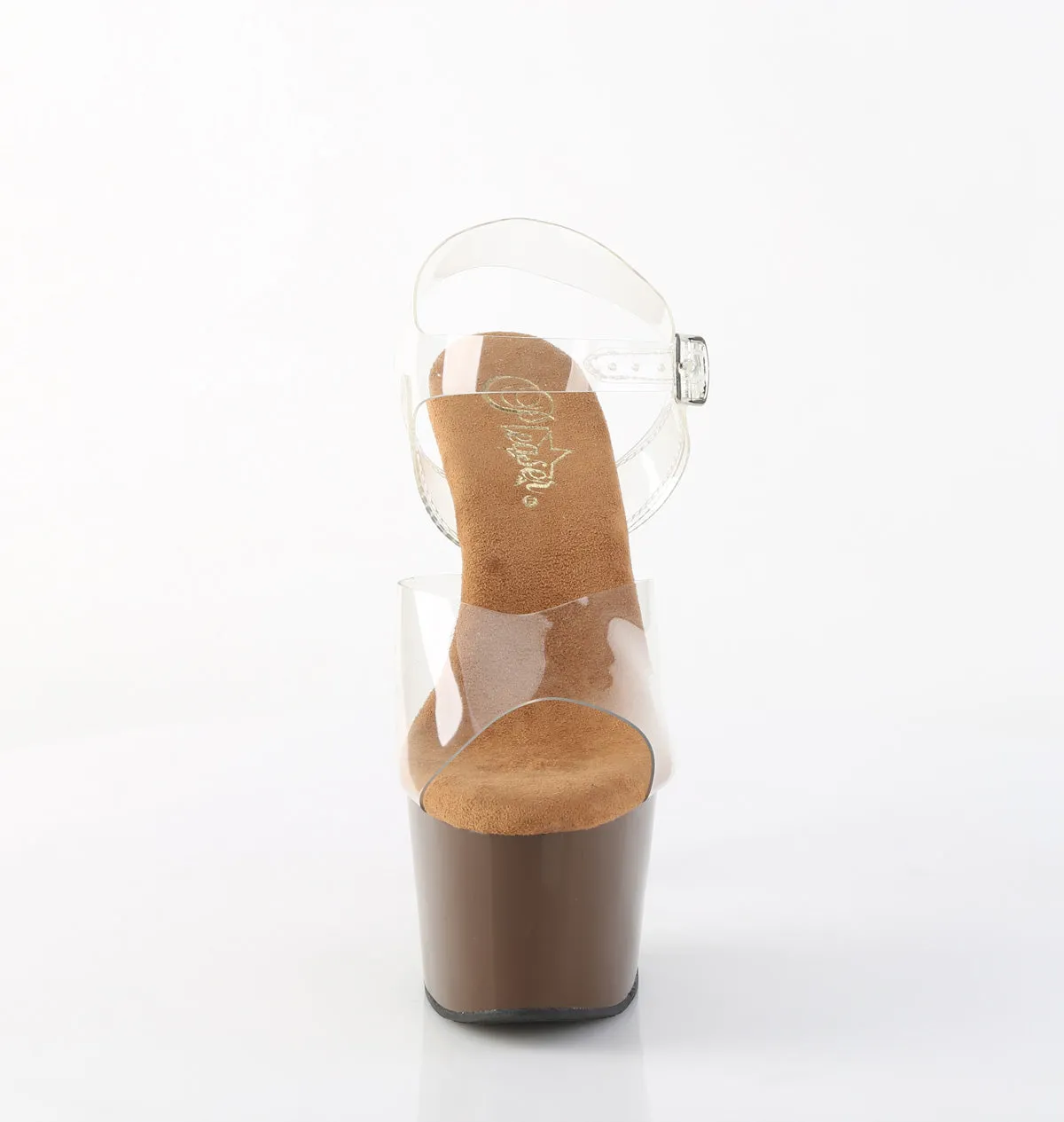 ADORE-708 Mocha & Clear Platform Heels