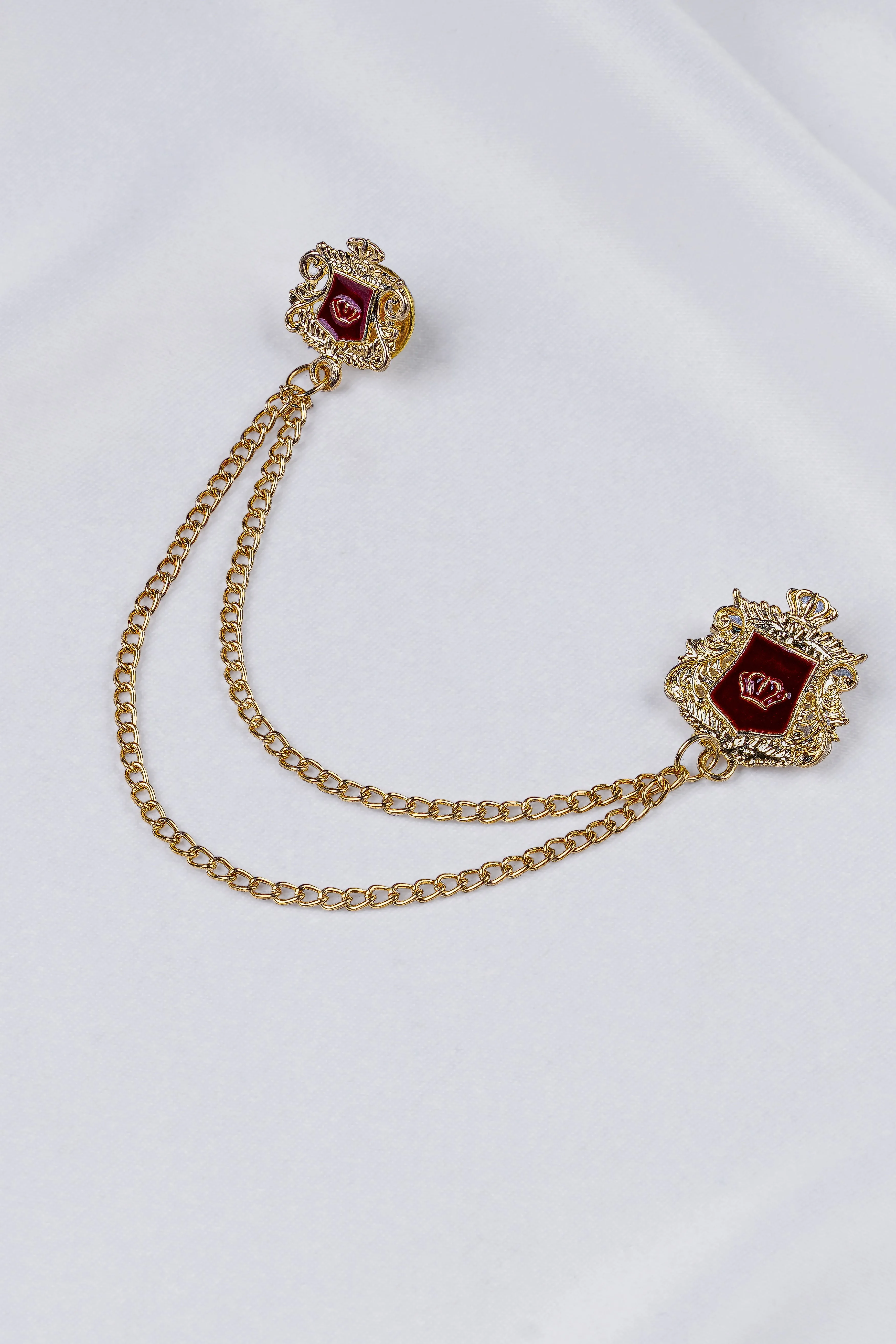 Aesthetic Maroon Queen Designer Gold Tone Brooch