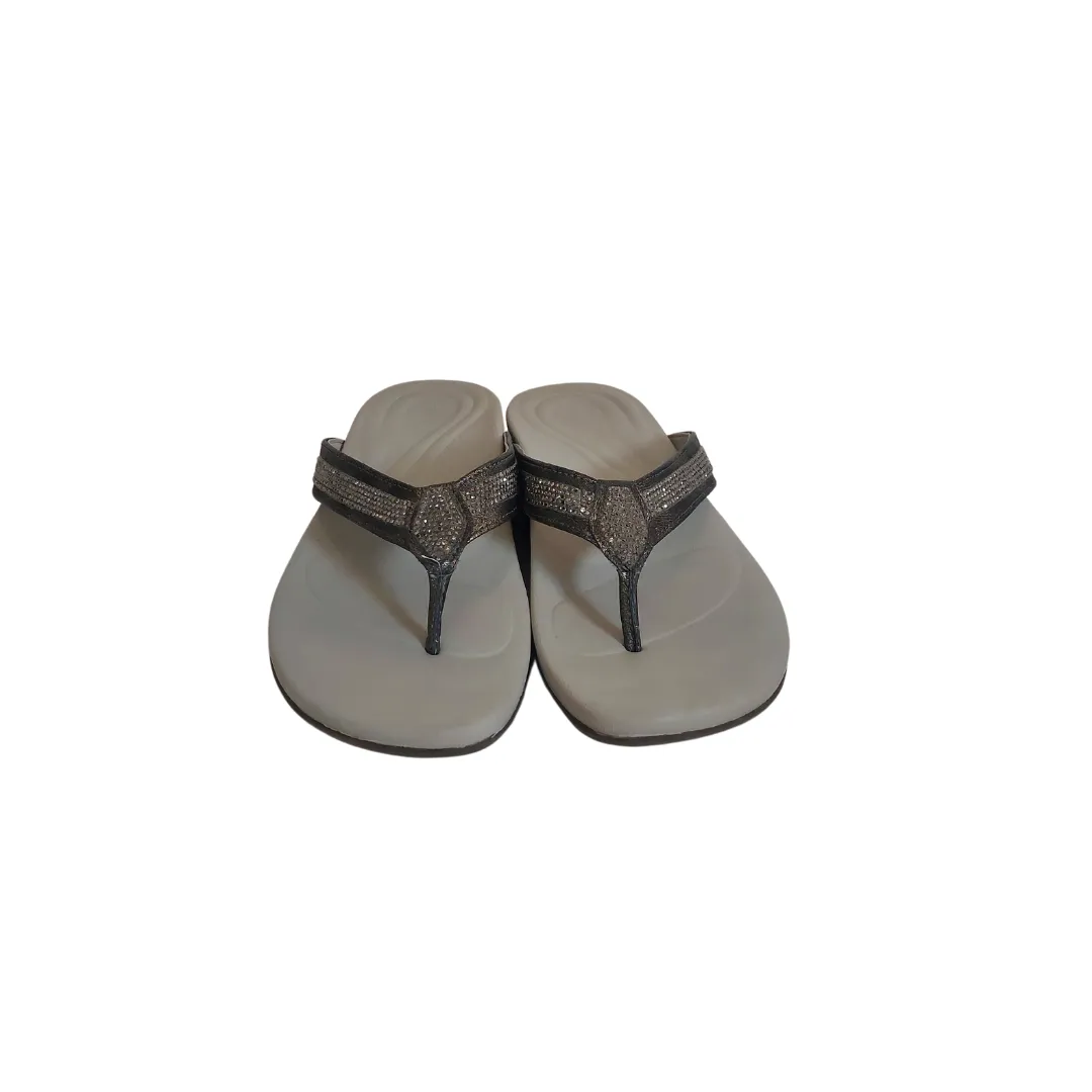 Aetrex Grey Emmy Sparkle Arch Support Sandals | Gently Used |