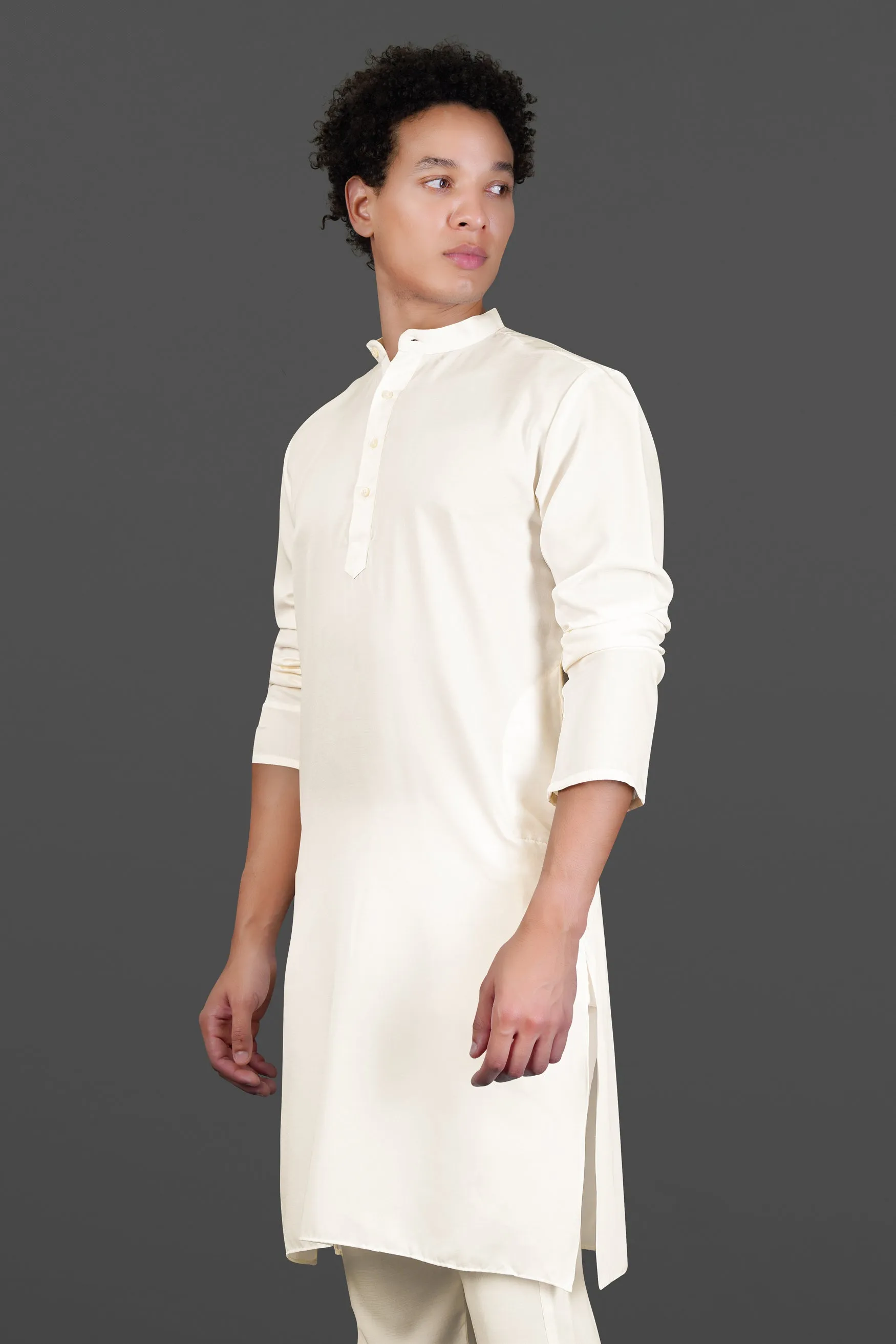 Albescent Cream Subtle Sheen Viscose Kurta Set