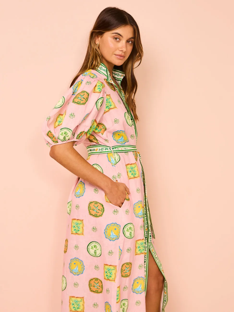 Alemais Porcelain Shirtdress in Pink