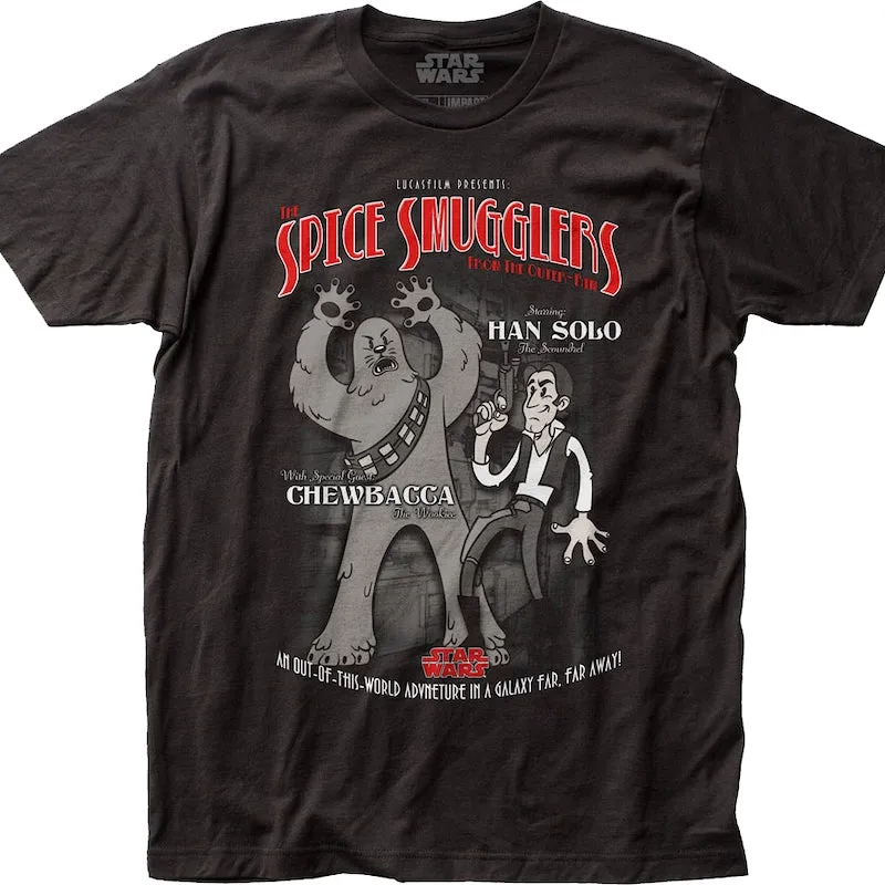 Animated Spice Smugglers Chewbacca And Han Solo Star Wars T-Shirt