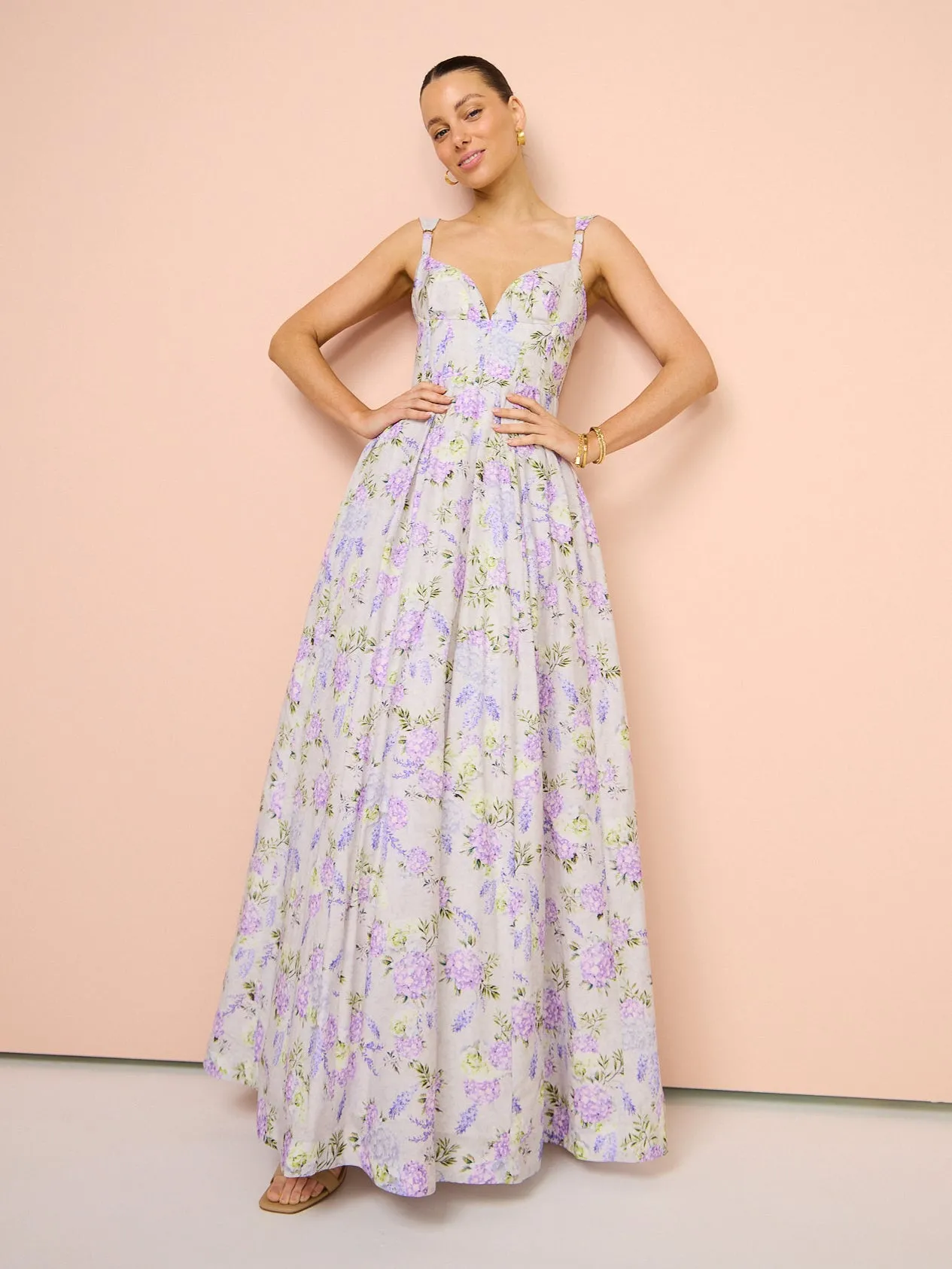 Aqua Blu Sarah Dress in Wisteria Print