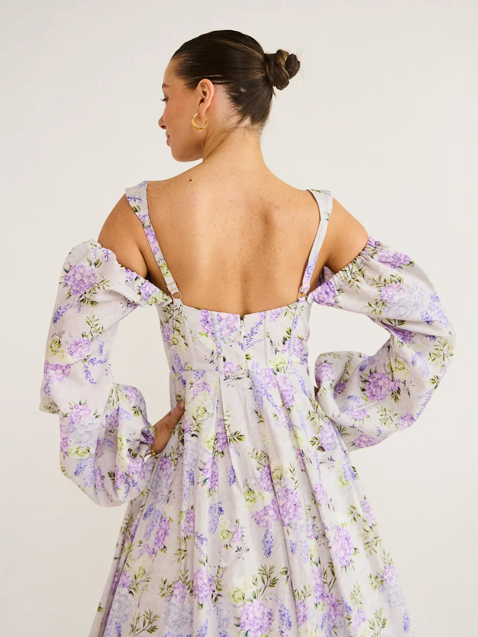 Aqua Blu Sarah Dress in Wisteria Print