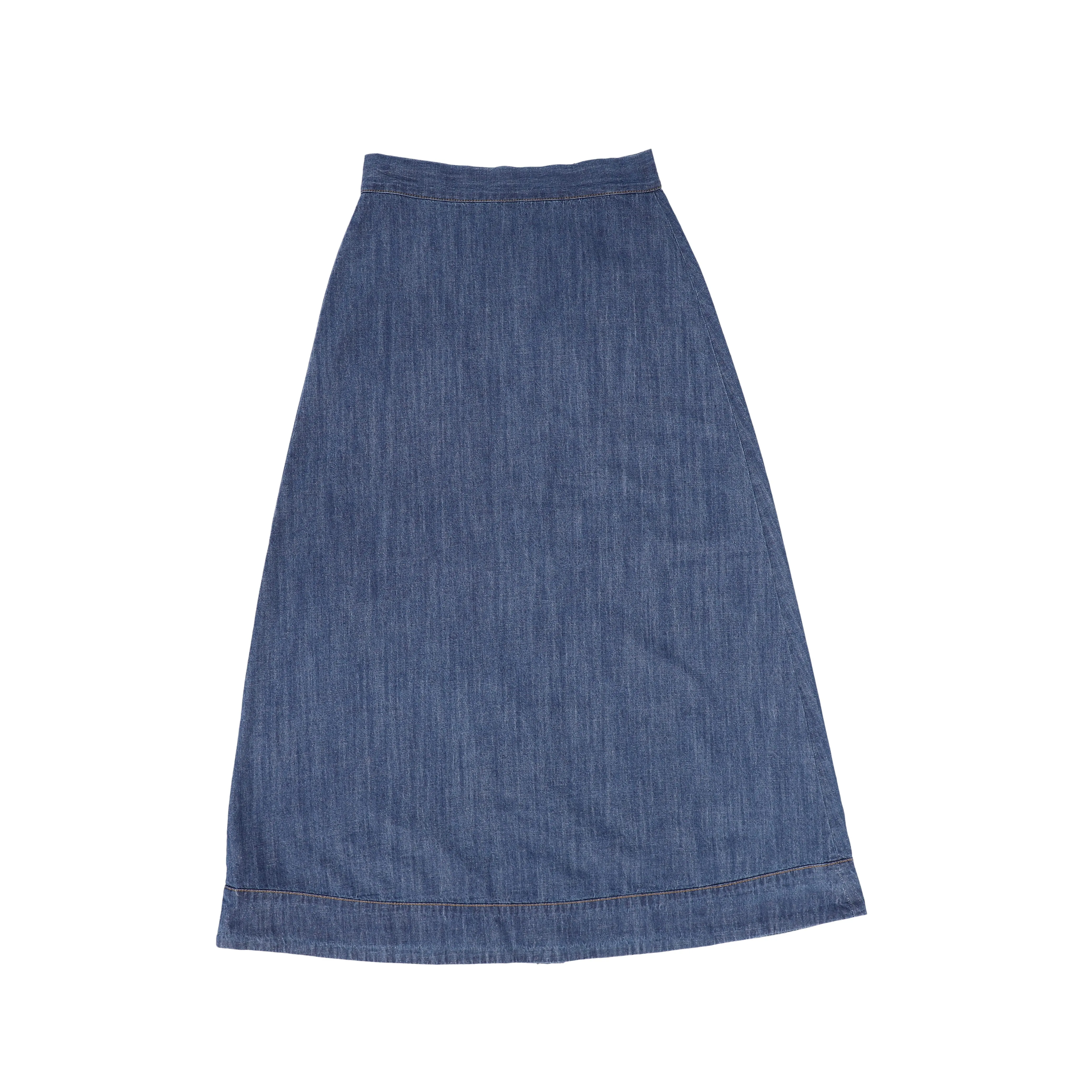 Bamboo Denim Button Maxi Skirt