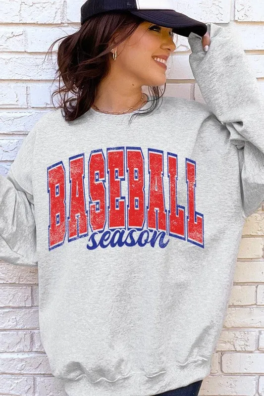 Baseball Oversized Graphic Fleece Sweatshirts