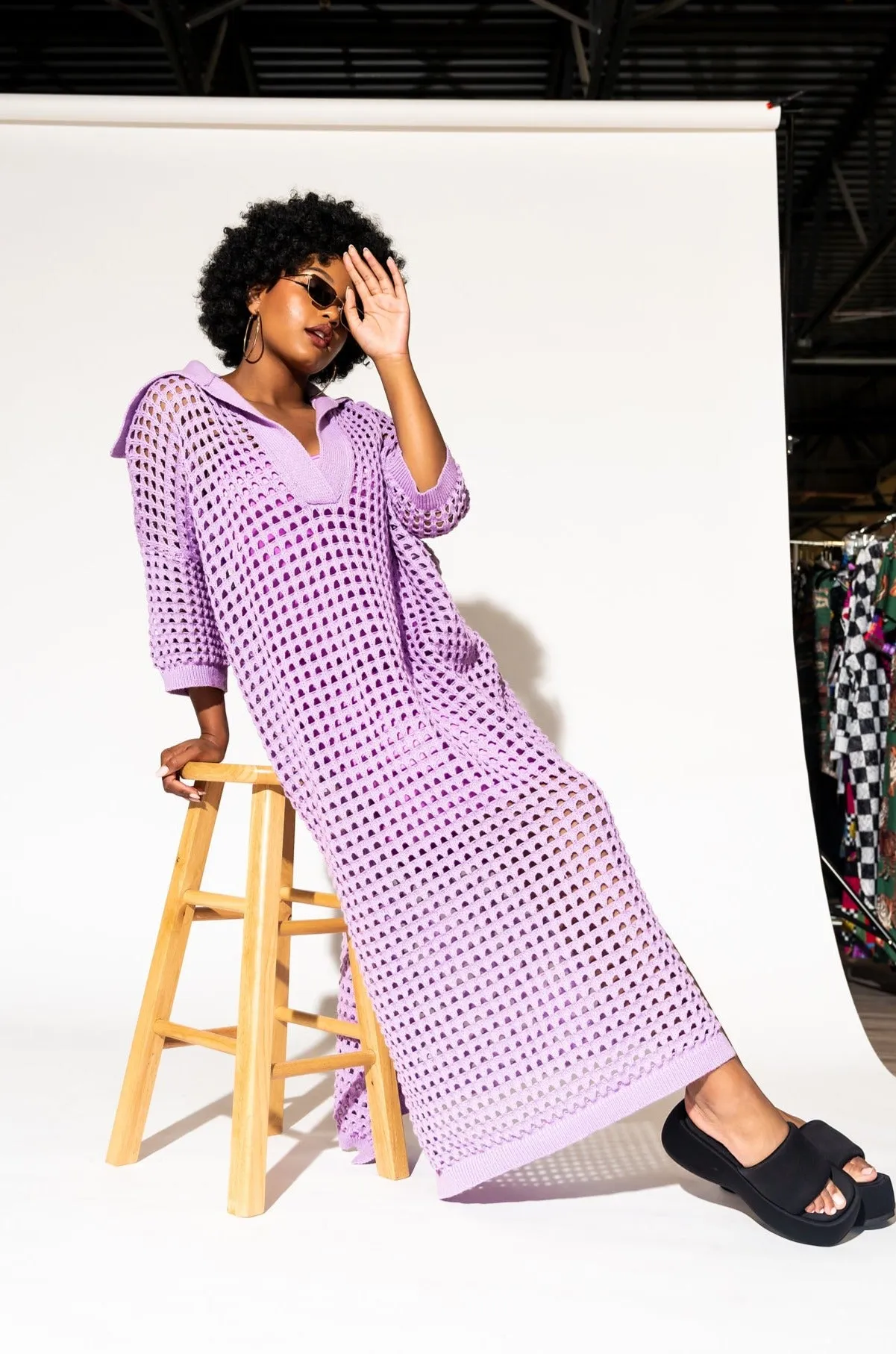 Be Bold Oversized Knit Dress   Slip in Lavender