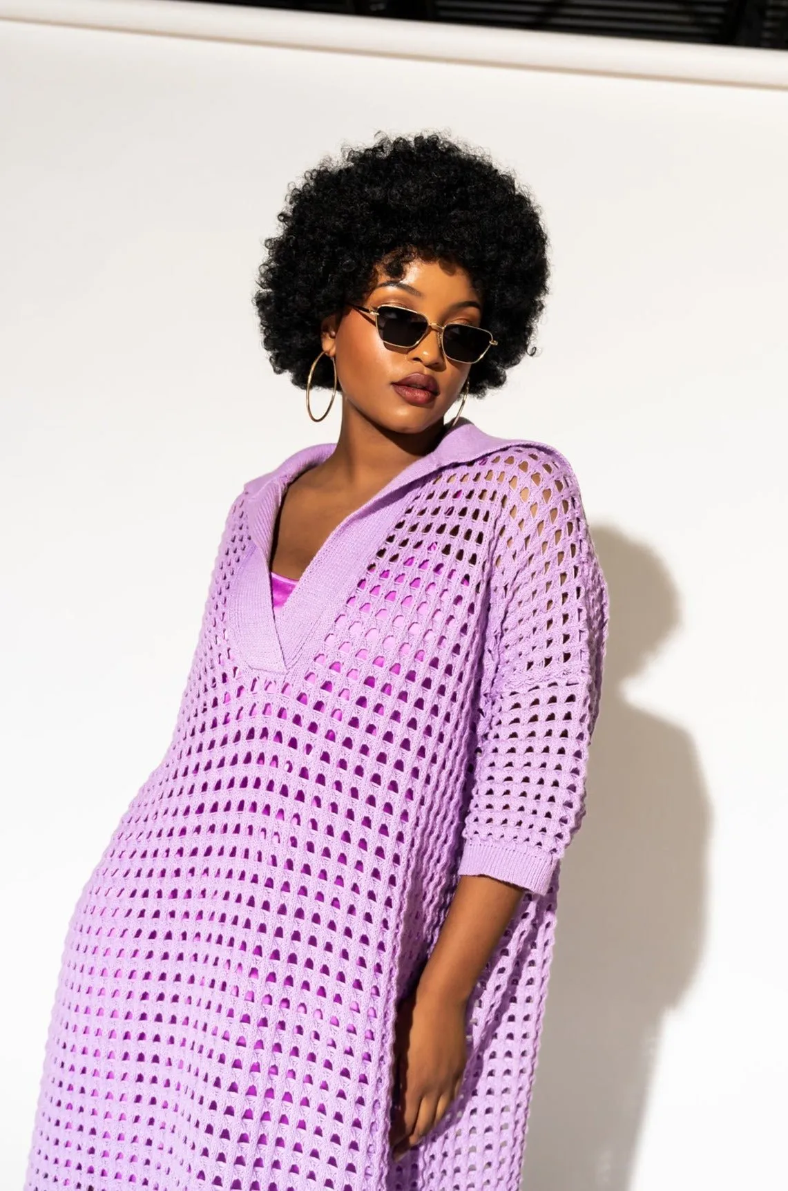 Be Bold Oversized Knit Dress   Slip in Lavender