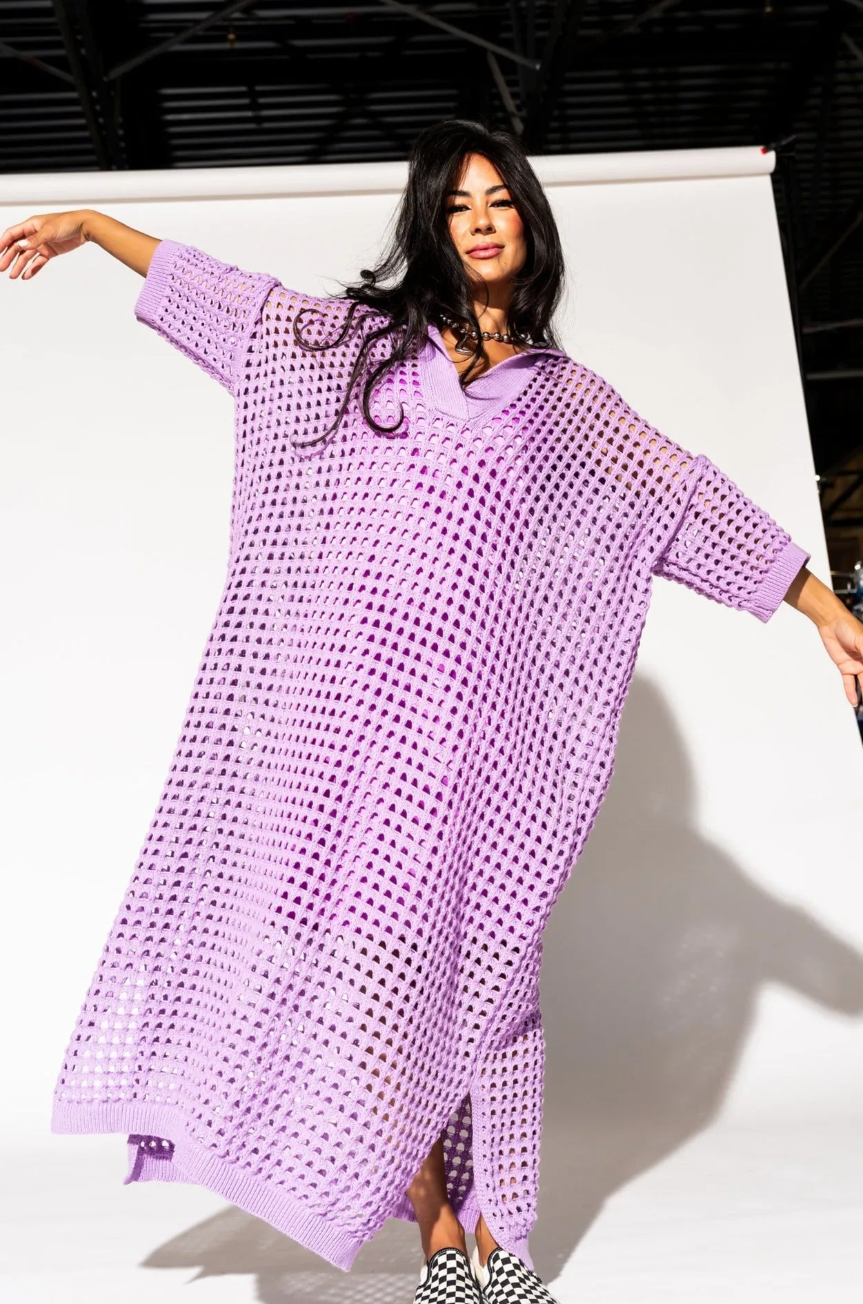 Be Bold Oversized Knit Dress   Slip in Lavender