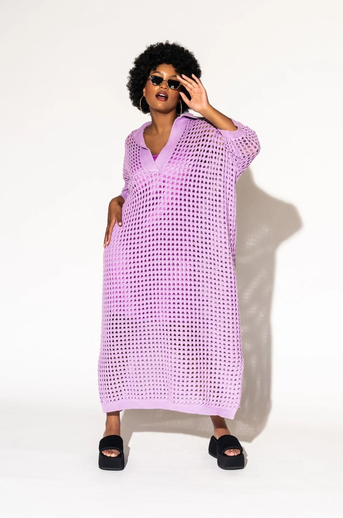 Be Bold Oversized Knit Dress   Slip in Lavender